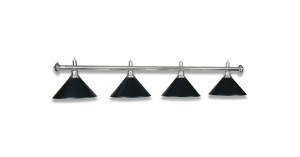 LAMPE CHROME AVEC 4 ABAT-JOUR NOIR