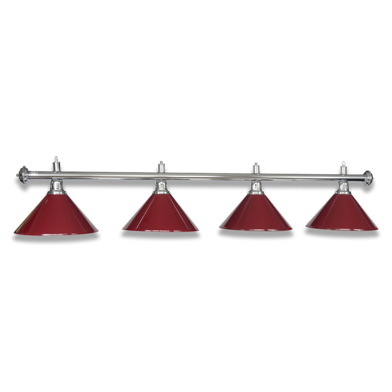 LAMPE CHROM MIT 4 SCHIRMEN BURGUNDY