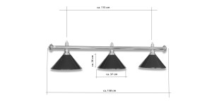 LAMPE CHROM MIT 3 SCHIRMEN BLAU