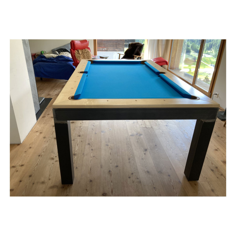 Billard und Esstisch AGATA 6' Stahl - Ahorn