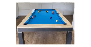Billard und Esstisch AGATA 6' Stahl - Ahorn